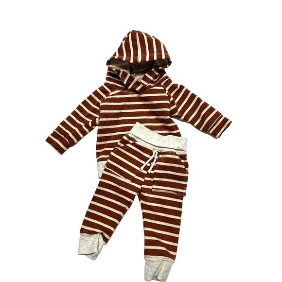 Lulu & Roo Hoodie & Jogger Pants Set Baby Toddler Size 3 - 6 Months Striped Red - Picture 1 of 4
